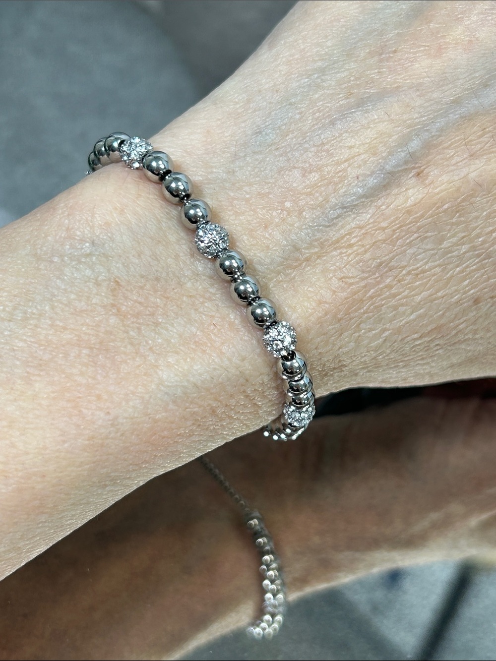 Michael Kors Silver-Tone Beaded Slider Bracelet with Pavé Accents